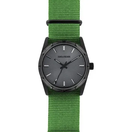 Zadig & Voltaire Unisex Green Nylon Strap Black Watch