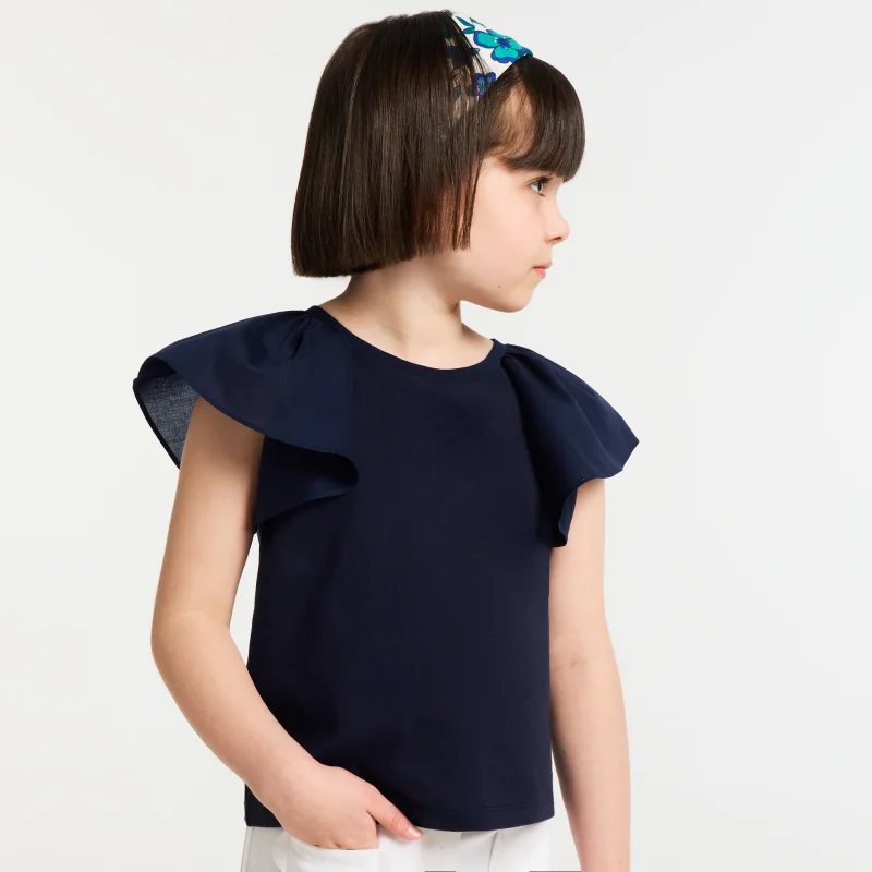 Girl Ruffled Sleeve T-shirt