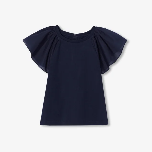 Girl ruffled sleeve T-shirt